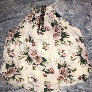 cream floral blouse